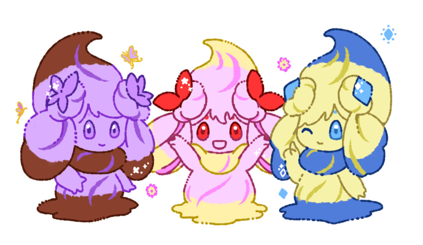 aikatsu!, aikatsu!_(series), alcremie, alcremie_(other_cream), alcremie_(other_sweet), arms_up, bangs, blue_eyes