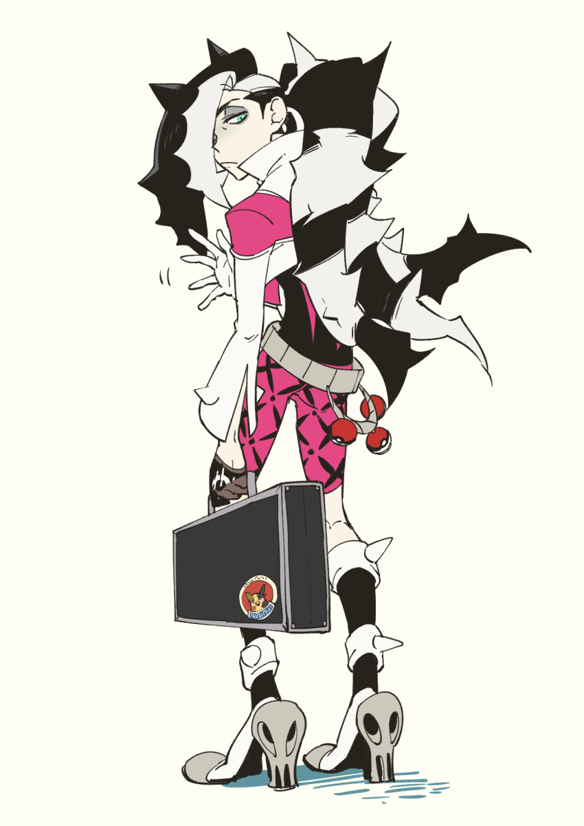 1boy, asymmetrical_gloves, belt, black_hair, boots, closed_mouth, commentary_request, cropped_jacket