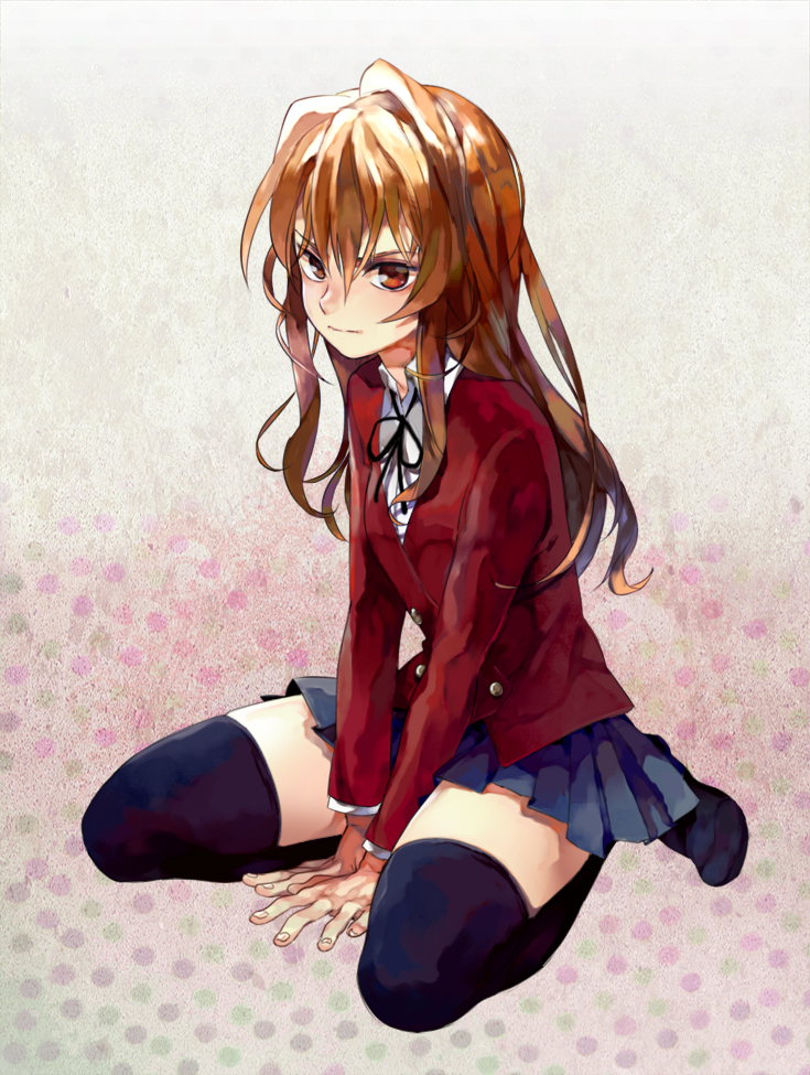 1132love, bad_id, between_thighs, black_legwear, black_thighhighs, blazer, brown_eyes, brown_hair