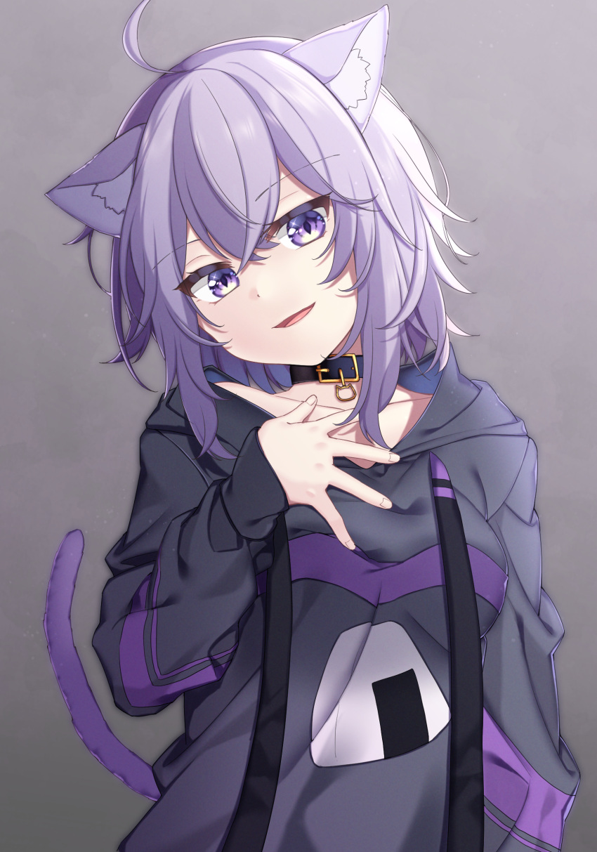 1girl, absurdres, ahoge, animal_collar, animal_ears, bangs, black_jacket, blue_eyes