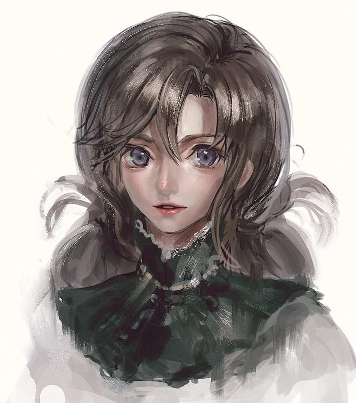 1girl, bangs, black_hair, blush, eyebrows_behind_hair, grey_hair, hair_behind_ear, long_hair
