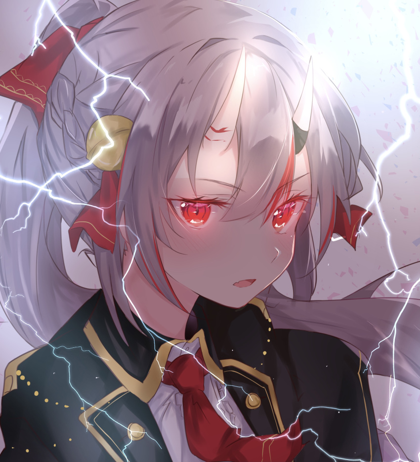 1girl, absurdres, alternate_costume, alternate_hairstyle, bangs, bell, black_jacket, braid