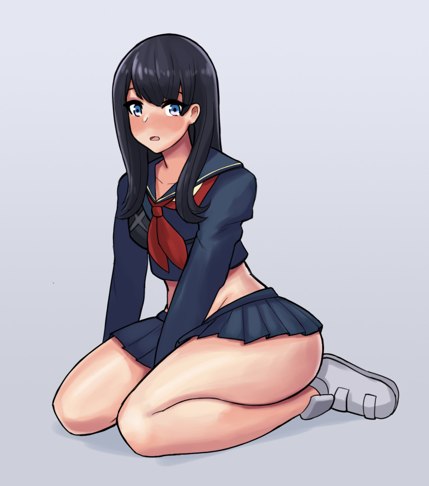 1girl, black_hair, blue_eyes, blush, breasts, colorized, cosplay, donburikazoku