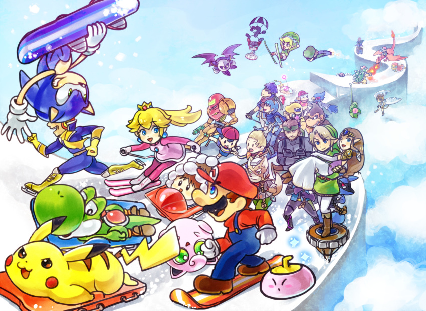 alternate_costume, bobsled, bone_(artist), bowser, breathing_fire, captain_falcon, charizard, cloud