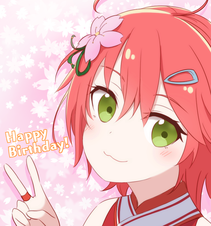 1girl, :3, ahoge, bare_shoulders, blush, closed_mouth, floral_background, flower