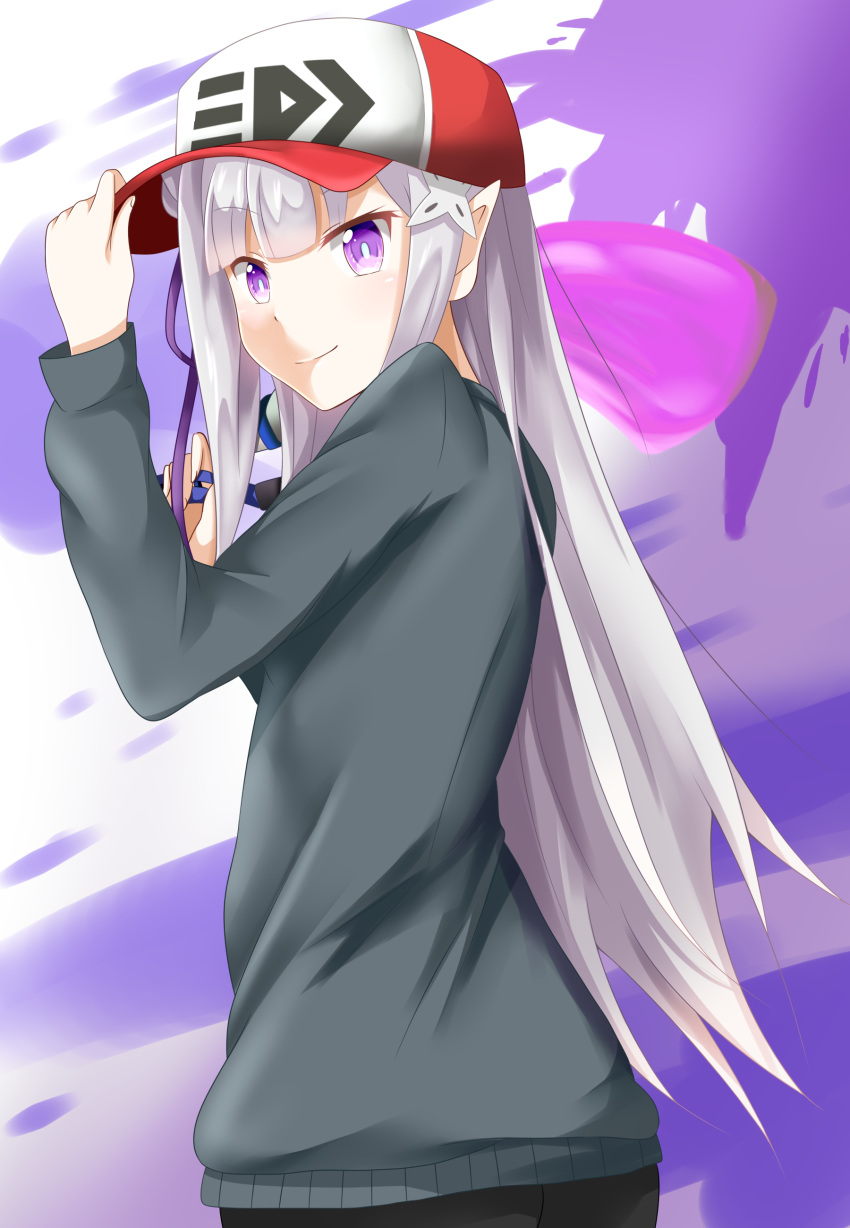 1girl, absurdres, bangs, closed_mouth, emilia_(re:zero), eyebrows_visible_through_hair, hair_ornament, hair_ribbon