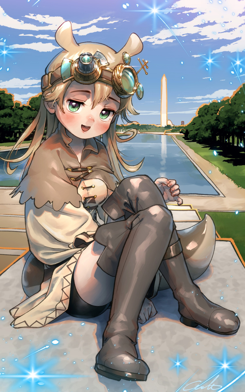 1girl, :d, absurdres, bangs, between_legs, bike_shorts, blonde_hair, blush