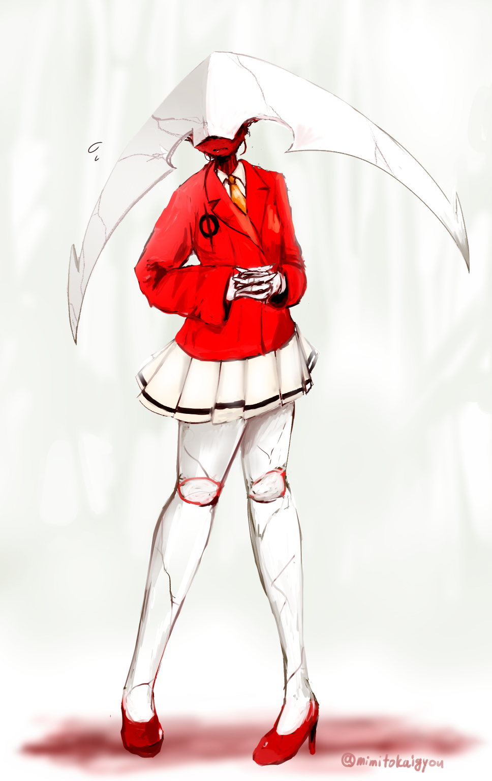 1girl, alternate_costume, blazer, blurry, blurry_background, closed_mouth, commentary_request, cracked_skin