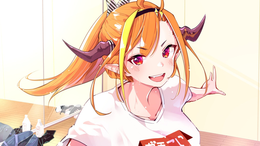 1girl, adidas, ahoge, alcohol, alternate_costume, alternate_hairstyle, asacoco, bag