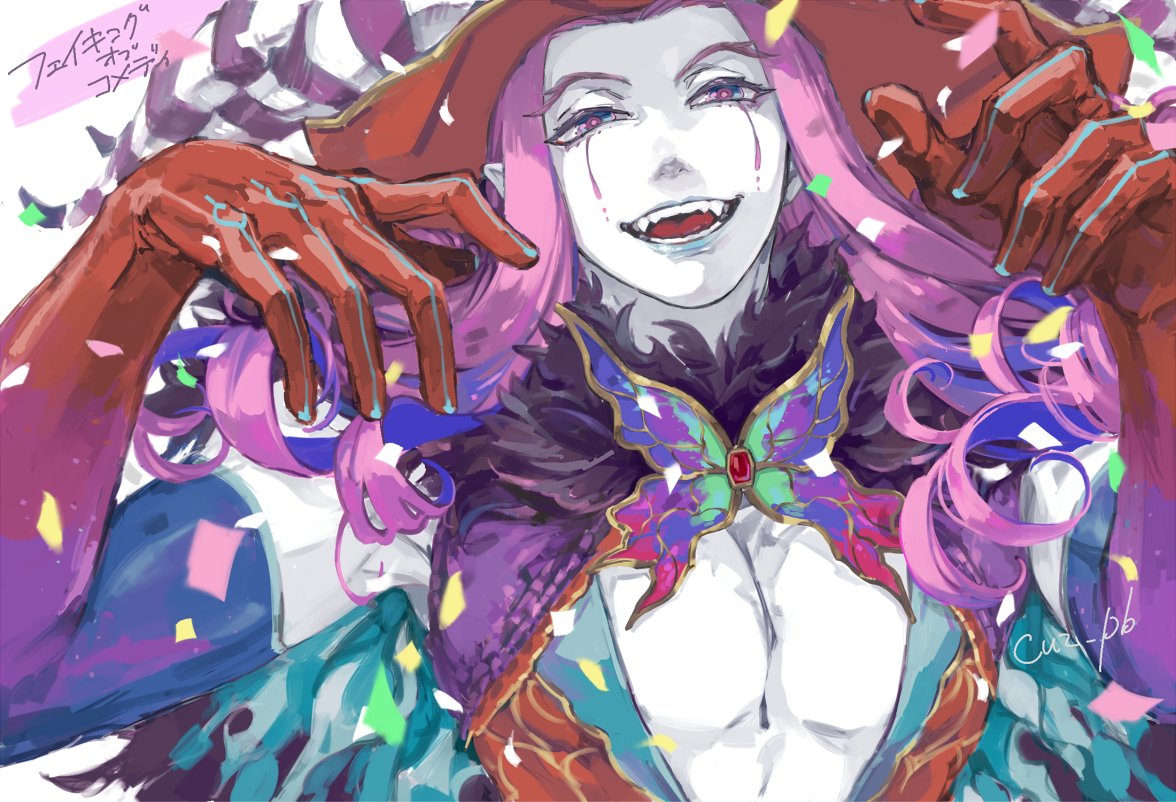 1boy, abs, aves_plumbum9, blue_eyes, blue_lips, butterfly_ornament, cape, center_opening