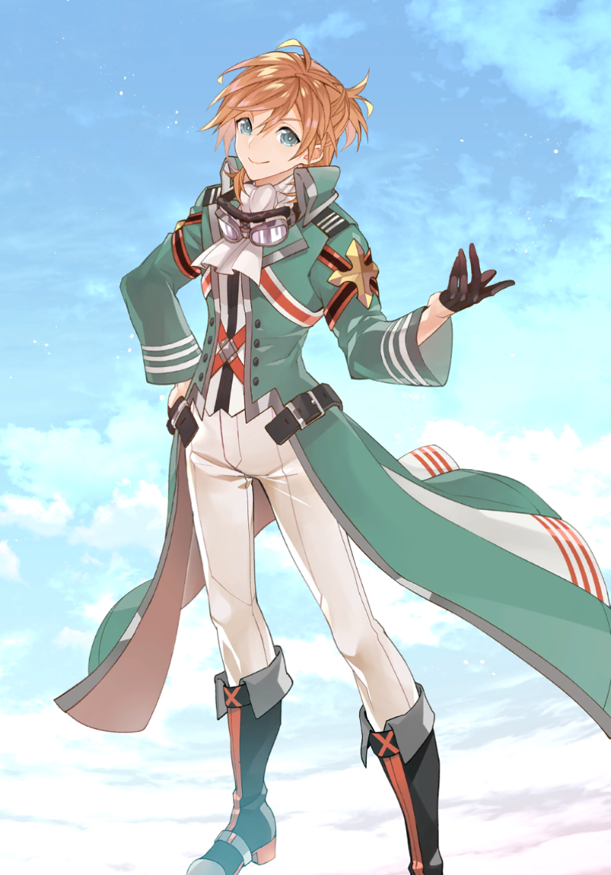 1boy, akane_teruhiko, ascot, blazblue, blazblue_alternative:_dark_war, blazblue_remix_heart, blue_eyes, boots