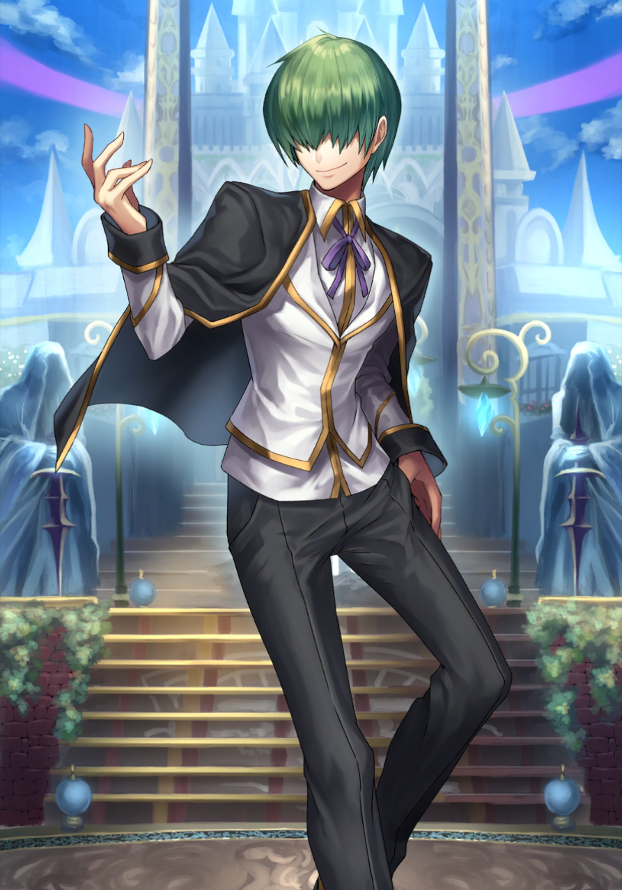 1boy, artist_request, blazblue, blazblue_alternative:_dark_war, cape, capelet, closed_eyes, green_hair