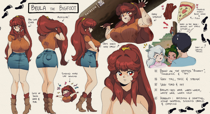 1boy, 3girls, bad_singing, bluethebone, boots, breasts, brown_footwear, brown_fur