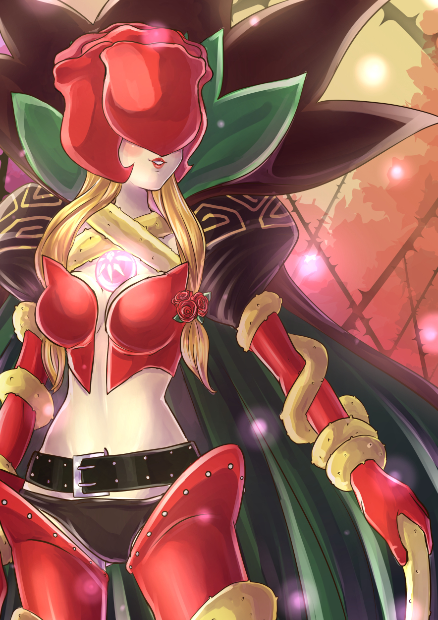 1girl, armor, belt, black_belt, black_panties, blonde_hair, blush, boots