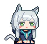 1girl, :o, animal_ears, animated, animated_gif, arknights, between_legs, black_jacket