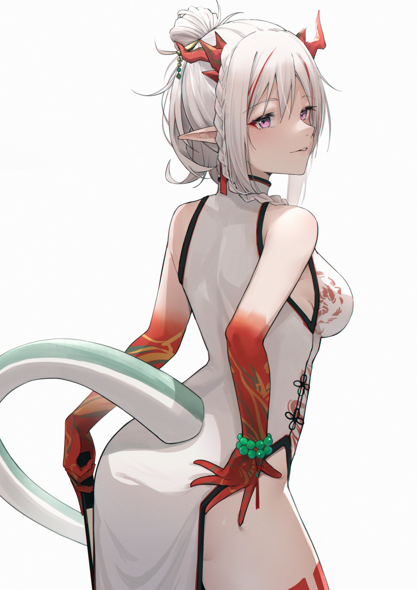 1girl, absurdres, arknights, bangs, bare_shoulders, bead_bracelet, beads, blush