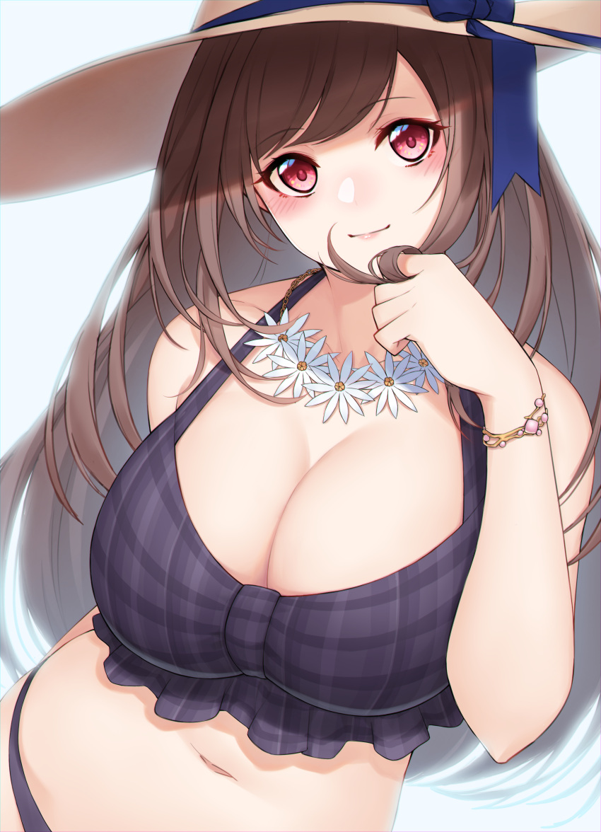 1girl, absurdres, bangs, bikini, blue_bow, blush, bow, bracelet