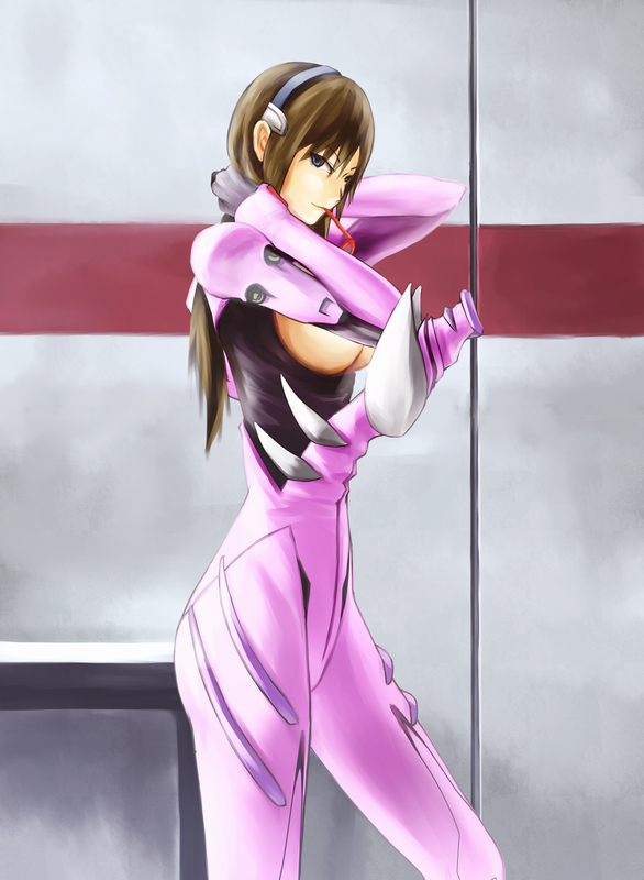 breasts, brown_hair, glasses, long_hair, makinami_mari_illustrious, neon_genesis_evangelion, plugsuit, rebuild_of_evangelion