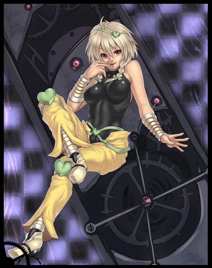 blonde_hair, bodysuit, braid, cosplay, dio_brando, dio_brando_(cosplay), gears, hairband