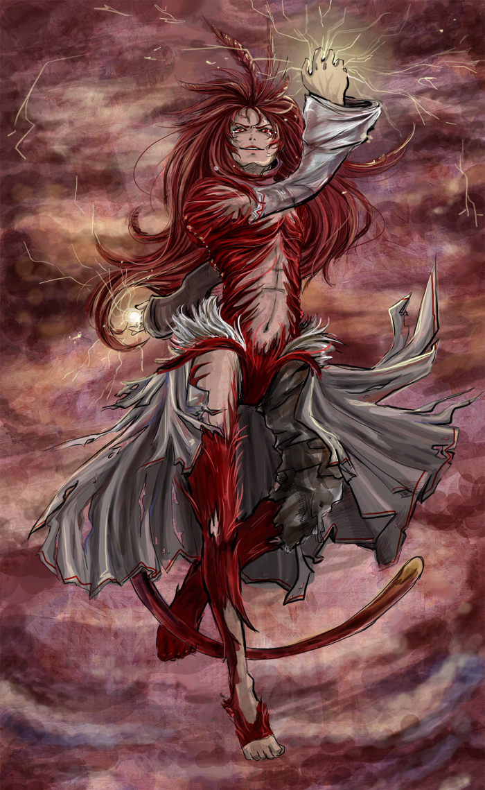 1boy, boobledeeboo, clouds, cloudy_sky, evil_grin, evil_smile, feathers, final_fantasy