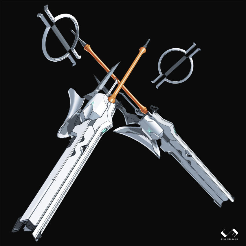 3d, artist_name, black_background, cancell, floating, highres, lance, no_humans