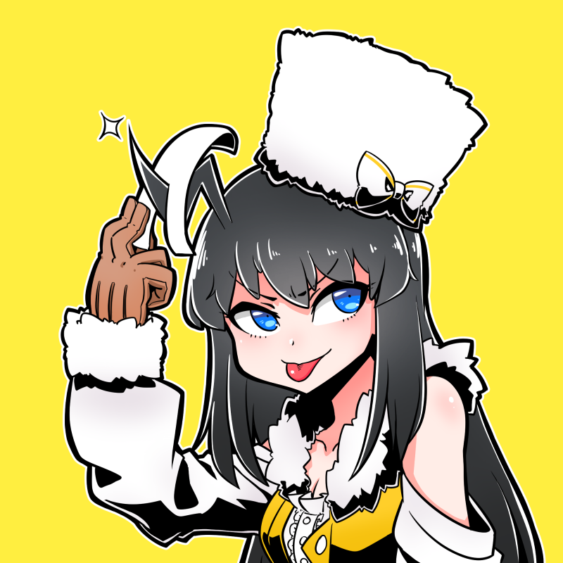 1girl, :p, ahoge, black_hair, blue_eyes, bow, cutting, eyebrows_visible_through_hair