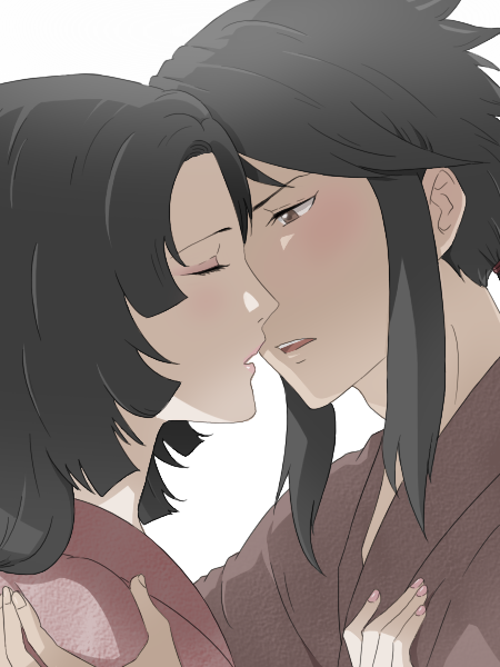 anag0, azai_nagamasa, black_hair, brown_eyes, closed_eyes, japanese_clothes, oichi, sengoku_basara