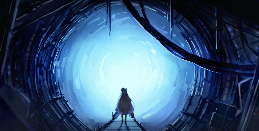 1girl, absurdres, animal_ears, cape, from_behind, hat, highres, indie_virtual_youtuber