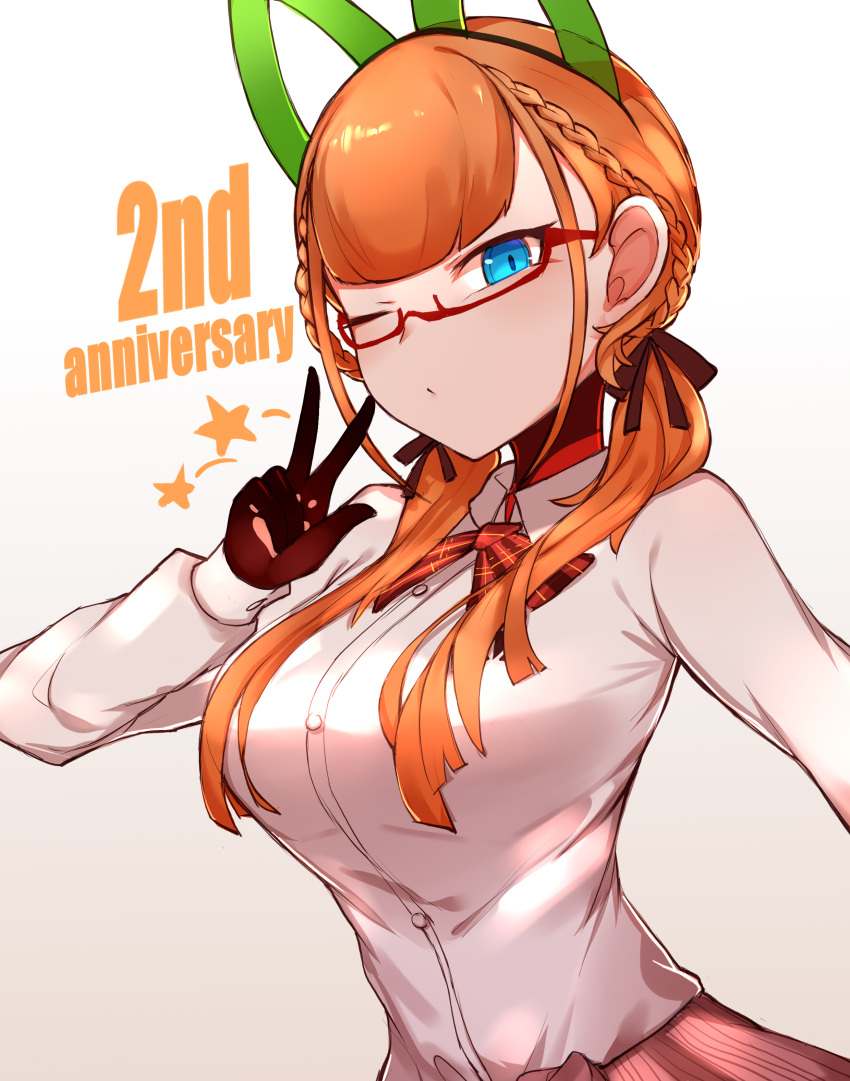 absurdres, andou_inari, anniversary, blue_eyes, bow, braid, breasts, choumi_wuti_(xueye_fanmang_zhong)