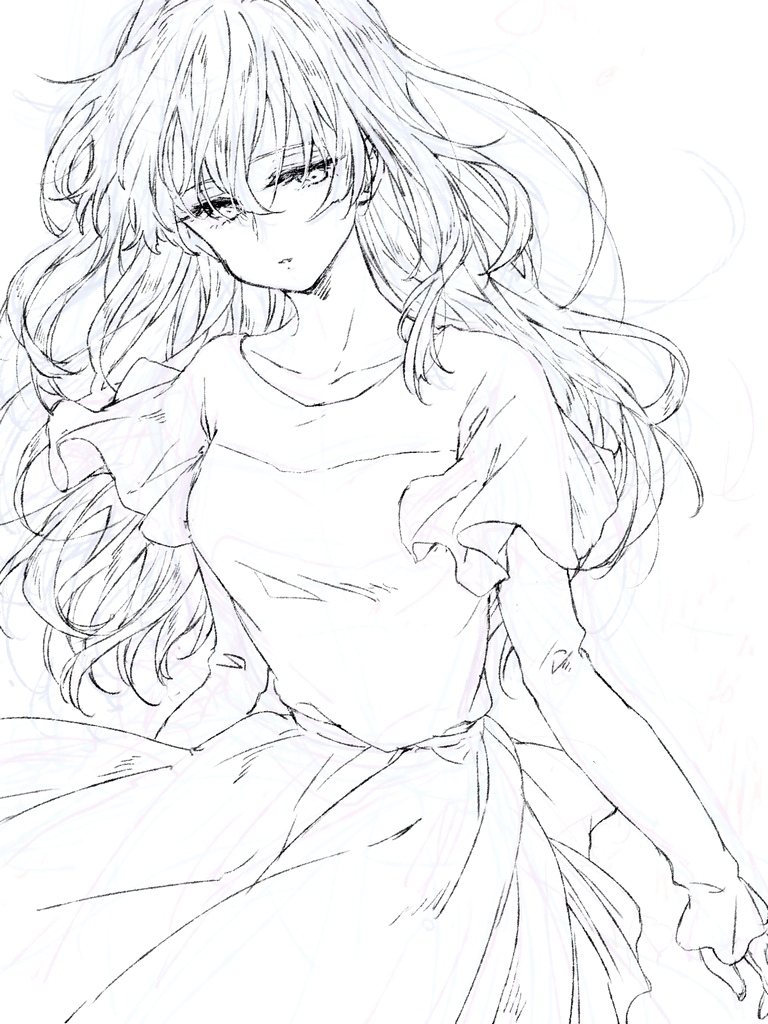 1girl, alternate_costume, alternate_hairstyle, bangs, breasts, collarbone, commentary_request, dress
