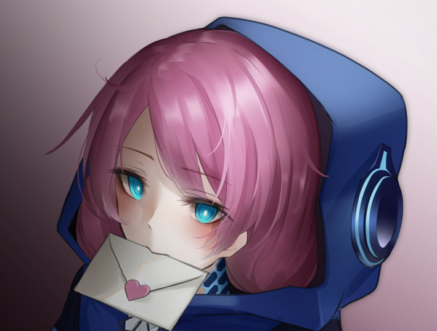 1girl, arknights, blue_eyes, blue_hoodie, blue_jacket, blue_poison_(arknights), commentary_request, eyebrows_visible_through_hair