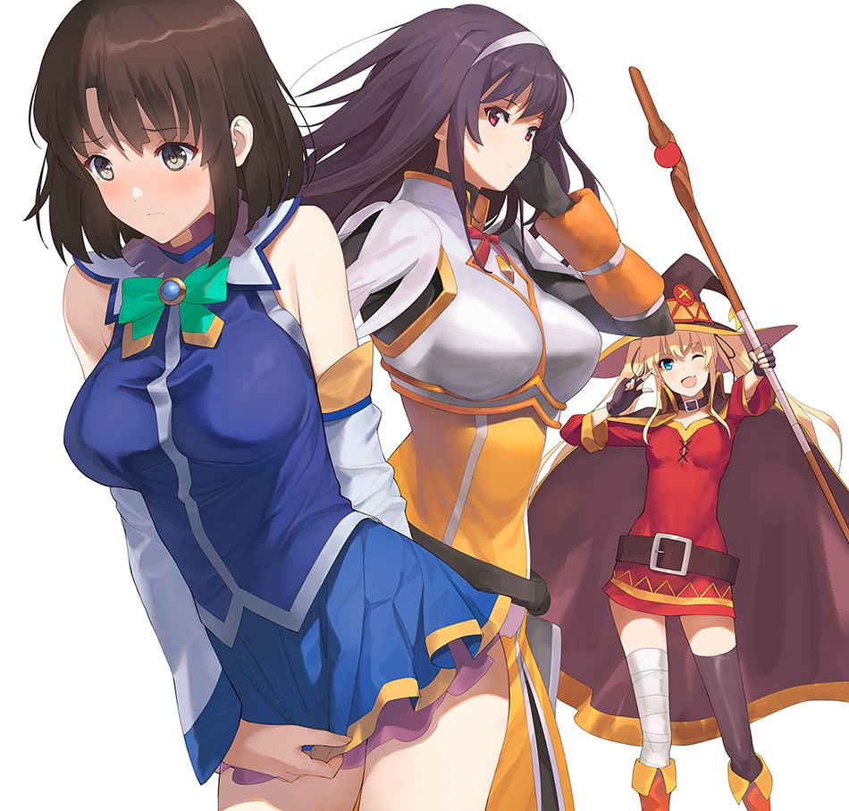 a1, aqua_(konosuba), aqua_(konosuba)_(cosplay), armor, bandaged_leg, bandages, belt, black_choker