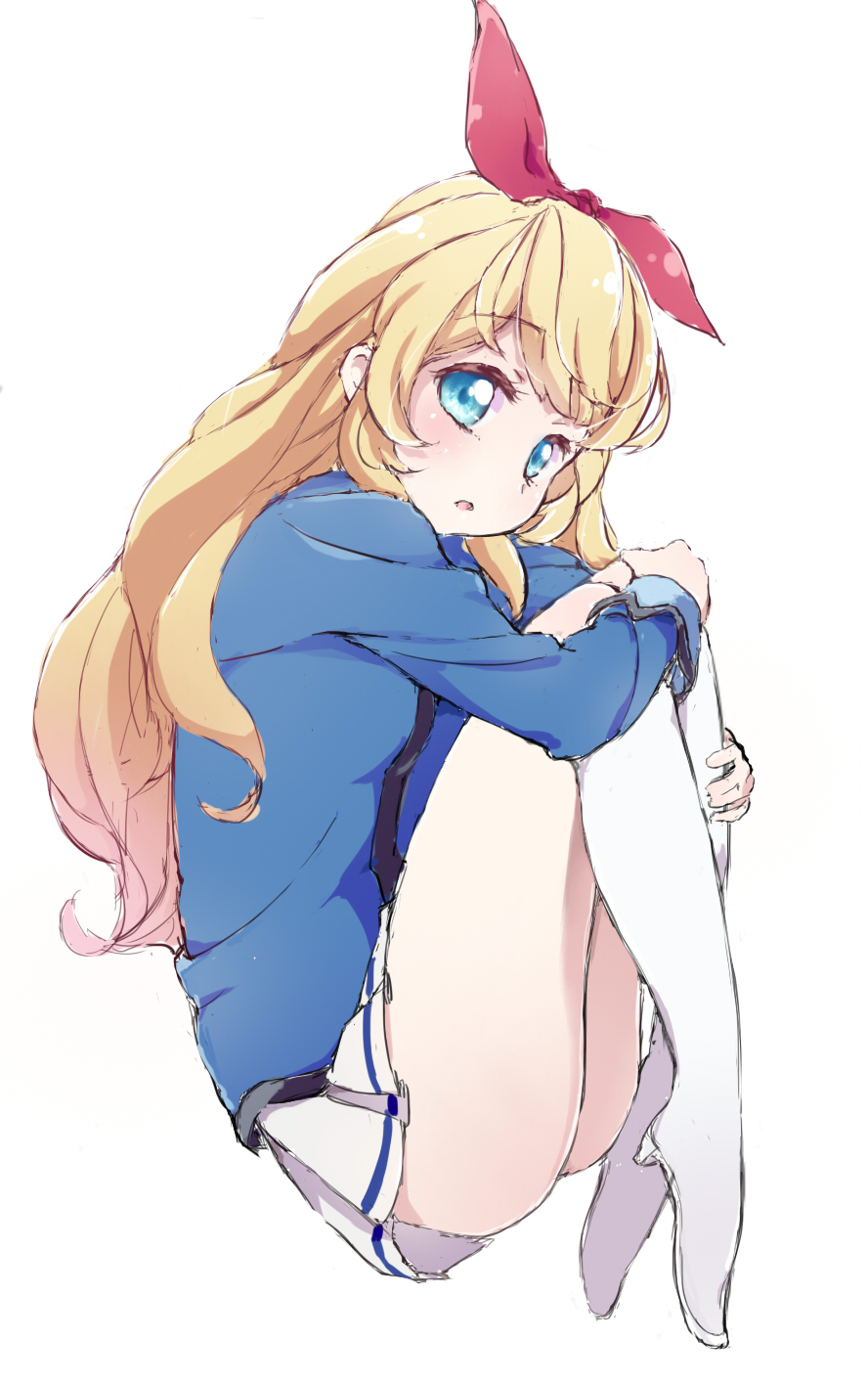 1girl, :o, aikatsu!, aikatsu!_(series), alternate_eye_color, blonde_hair, blue_eyes, blue_jacket
