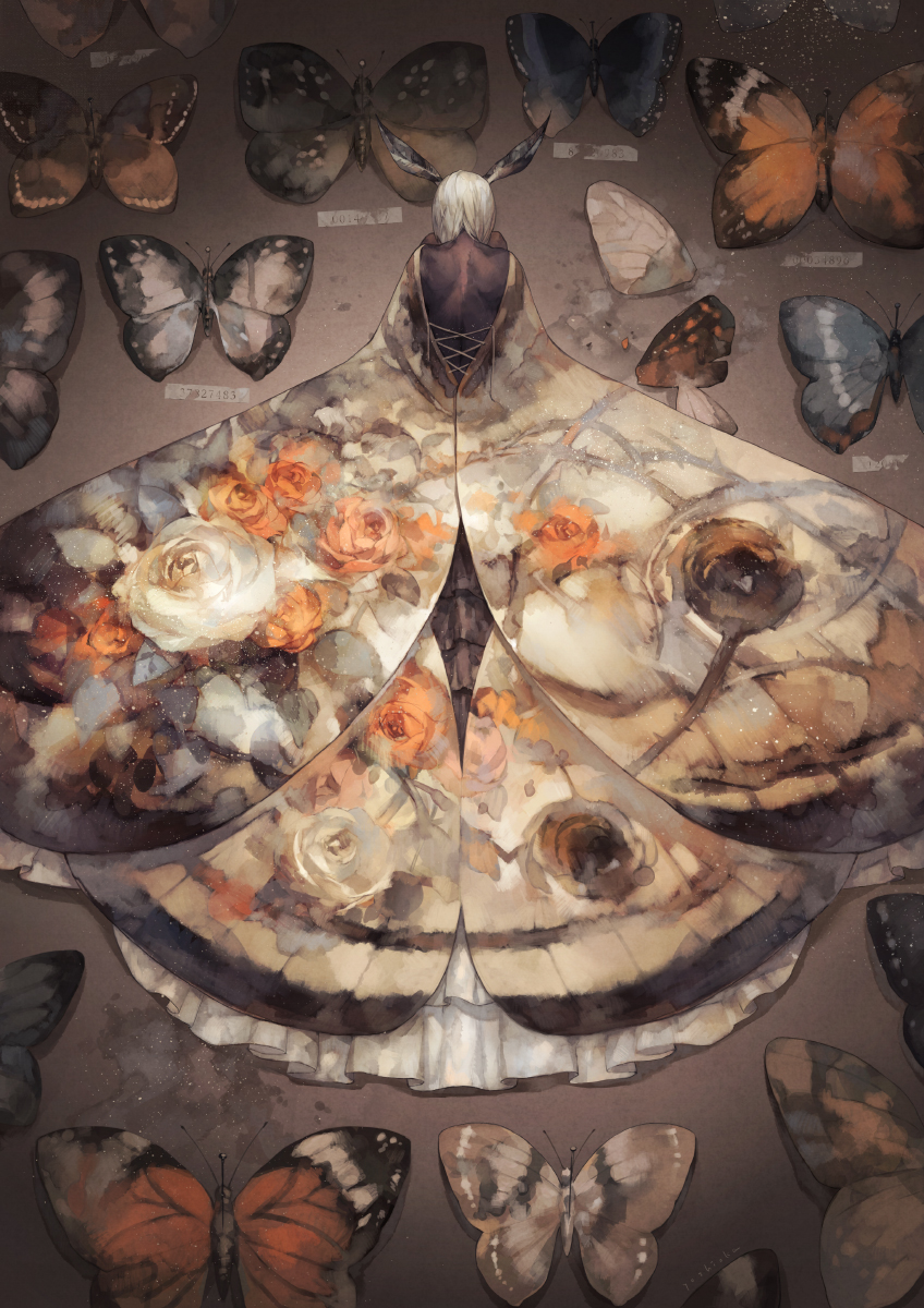 1other, artist_name, bug, butterfly, commentary_request, flower, highres, insect