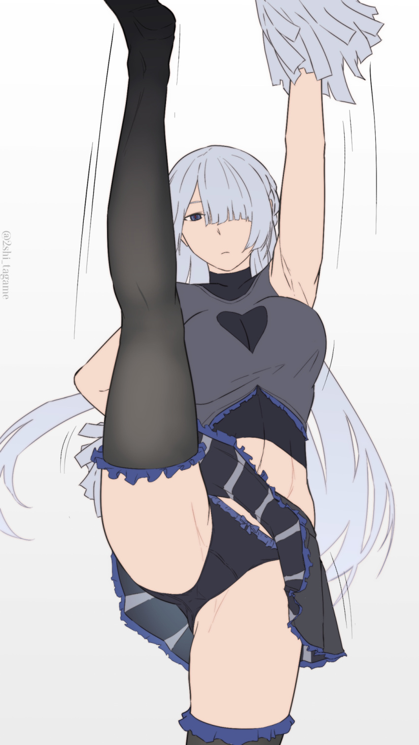 1girl, ak-15_(girls_frontline), artist_name, black_legwear, black_panties, black_shirt, blue_eyes, blue_hair