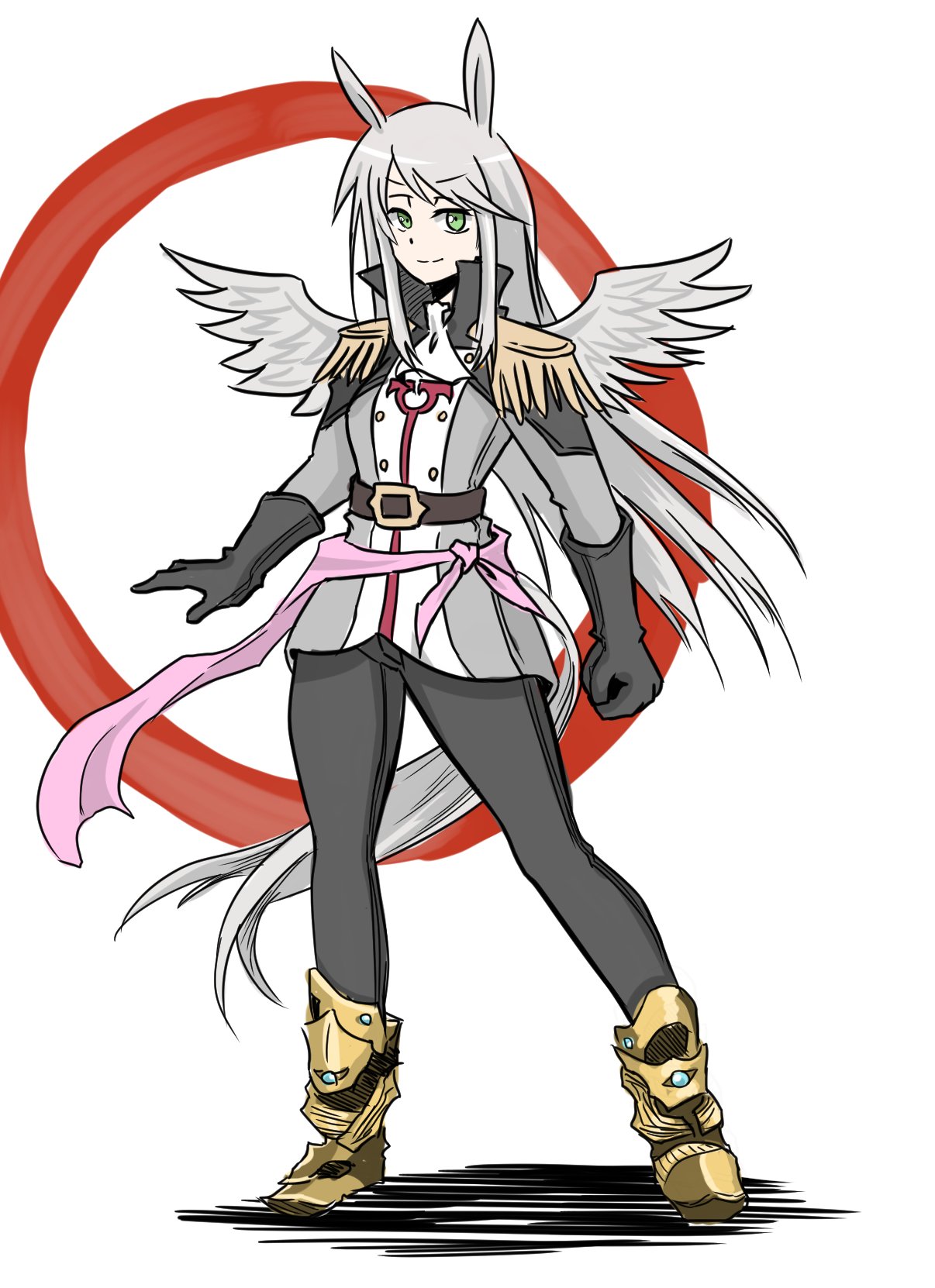 1girl, animal_ears, belt, black_gloves, black_legwear, black_pants, boots, brown_belt