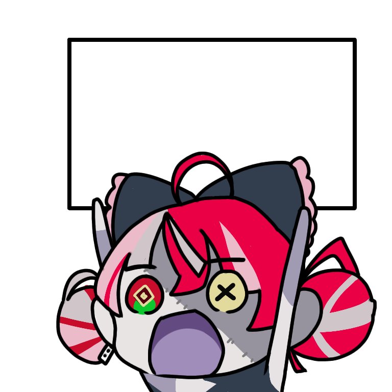 1girl, ahoge, bangs, black_bow, bow, chibi, colored_skin, double_bun
