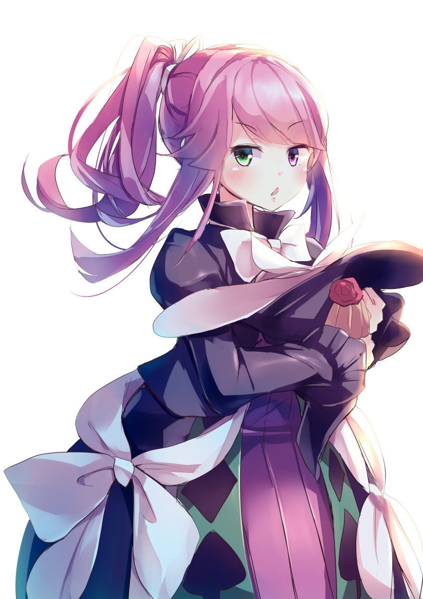 1girl, absurdres, bangs, blush, bow, cowboy_shot, dress, duel_monster