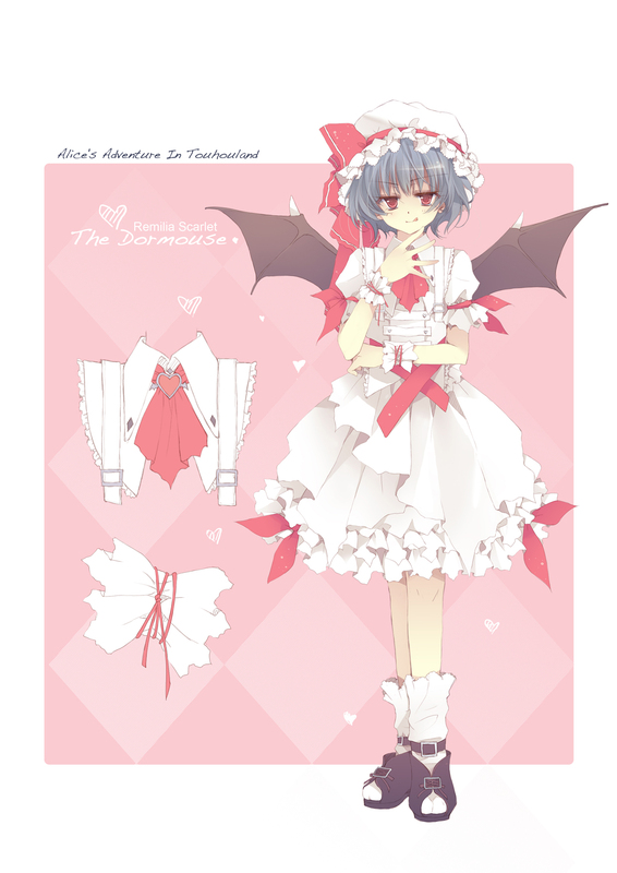 alice_in_wonderland, alternate_costume, bat_wings, blue_hair, blue_hallelujah, character_name, character_sheet, crossover