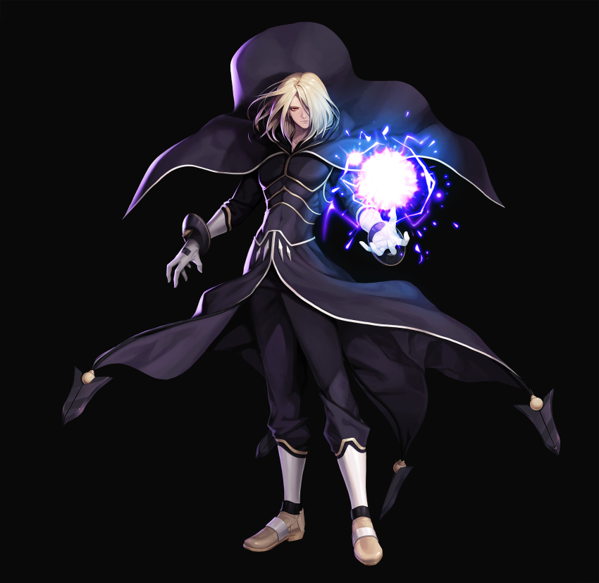 1boy, absurdres, bangs, bishounen, black_background, black_bodysuit, black_cape, black_pants