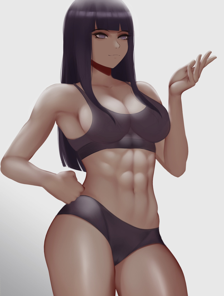 1girl, abs, absurdres, alternate_costume, black_hair, blank_eyes, breasts, cowboy_shot