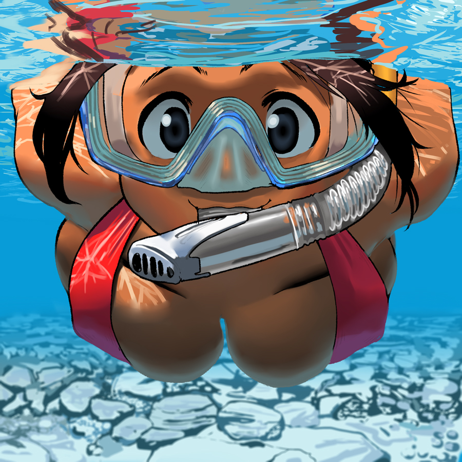 1girl, arung_samudra_(cessa), black_eyes, black_hair, cessa, dark_skin, dark-skinned_female, diving_mask