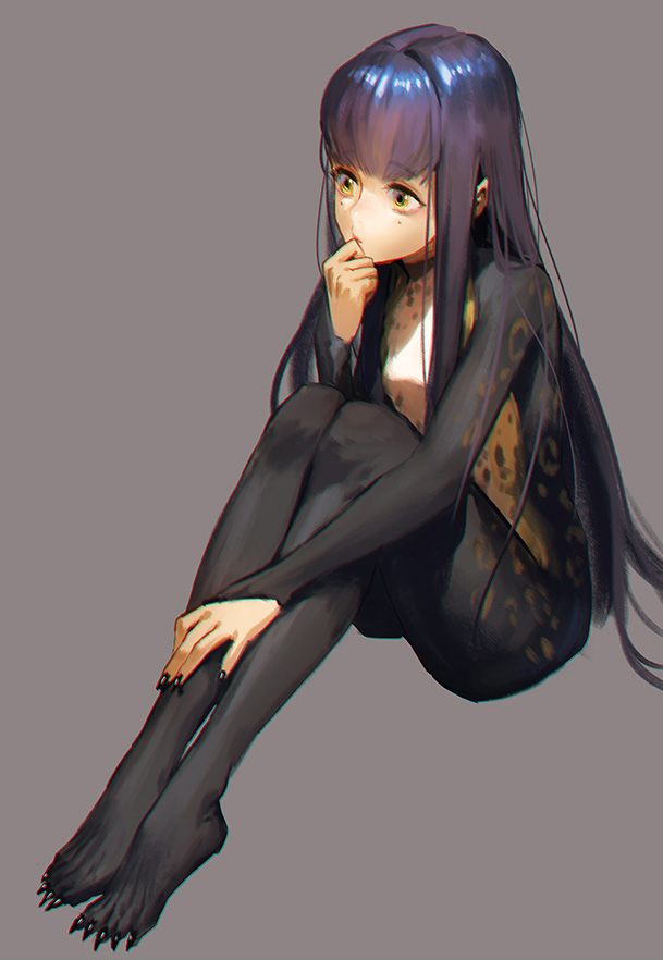 1girl, character_request, commentary_request, copyright_request, kokutan_kitsunen, lizard_girl, long_hair, looking_to_the_side