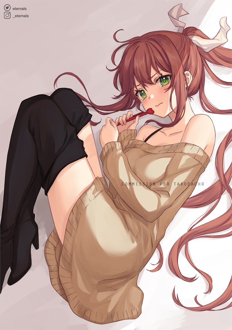 1girl, black_footwear, blush, boots, bra_strap, brown_hair, crying, crying_with_eyes_open