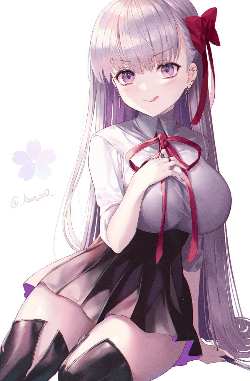 1girl, :q, absurdres, bangs, bb_(fate), bb_(fate)_(all), black_legwear, black_skirt