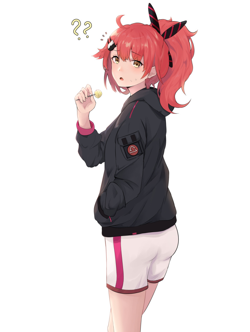 1girl, ?, alternate_costume, blush, candy, clov3r, food, girls_frontline