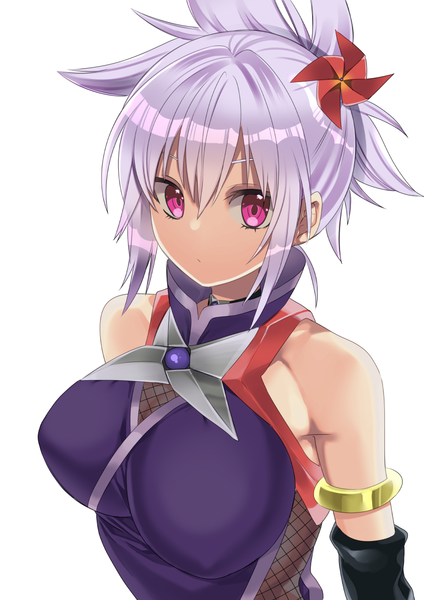 1girl, artist_request, ayakashi_triangle, bare_shoulders, bodysuit, breasts, choker, detached_sleeves