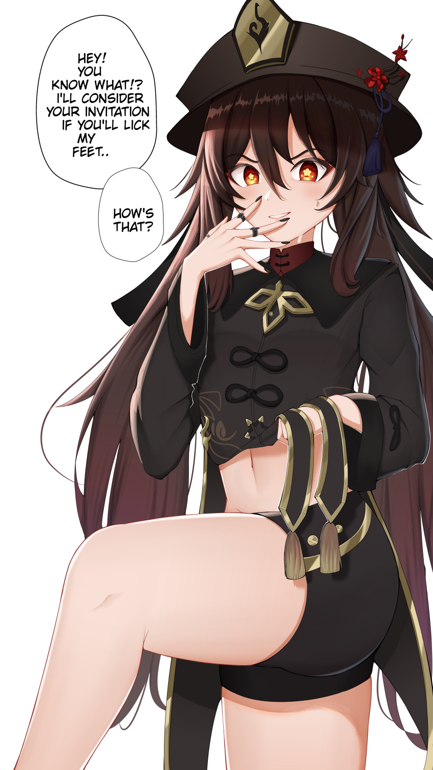 1girl, absurdres, aether_(genshin_impact), alfa_(alpharig), black_headwear, black_nails, black_shirt, black_shorts