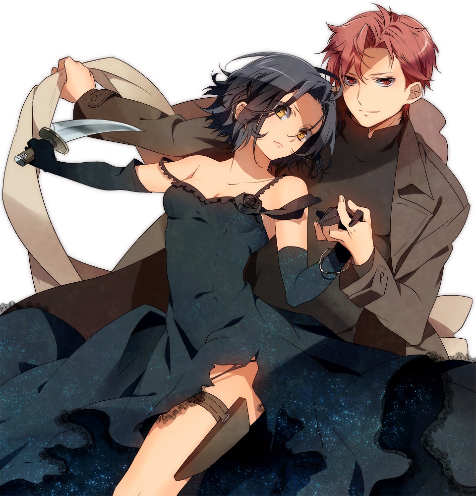 black_hair, black_rose, bracelet, brown_eyes, brown_hair, chane_laforet, claire_stanfield, coat