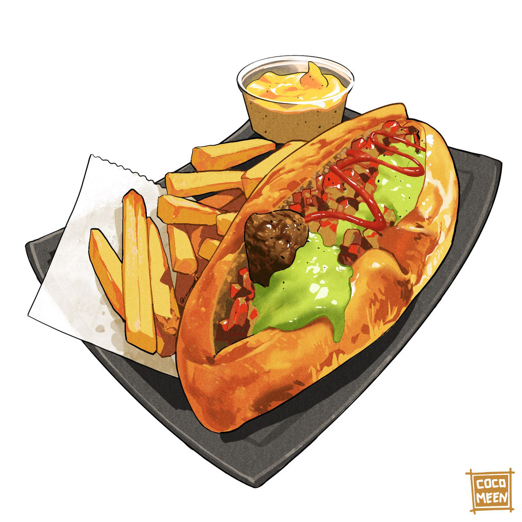 bread, bread_bun, cocomeen, food, food_focus, french_fries, meat, napkin